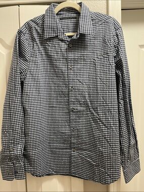 Perry Ellis Black and White Gingham Button-Down Shirt